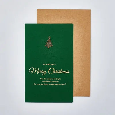 6Pcs Gold Embossed Chrismas Card Greeting Cards Merry Xmas Party Invitations Letter Greeting Cards with Envelope