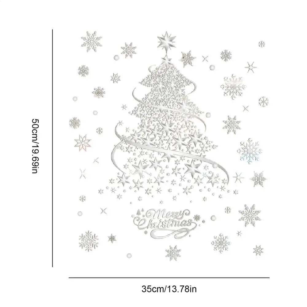 Christmas Tree Design Window Clings - 2 Sheets Reusable Static Decals Removable Holiday Decals for Home Door, Mirror & Wall