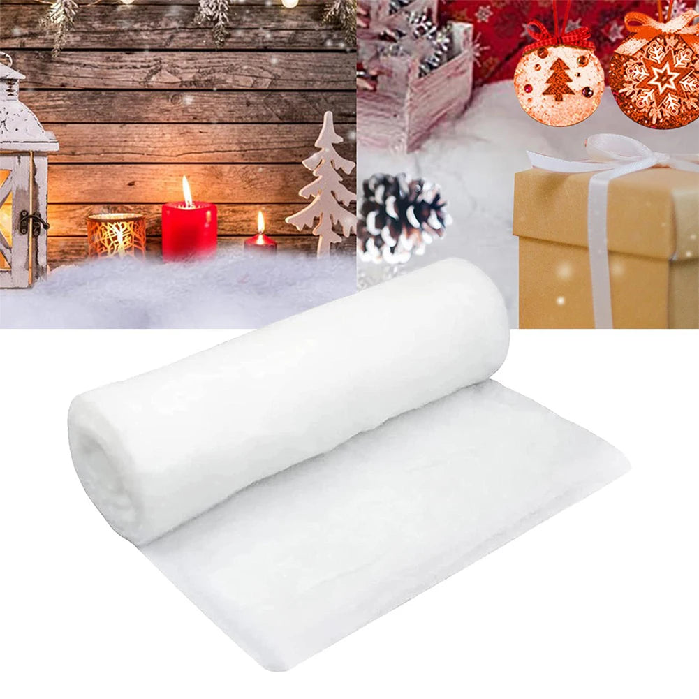 Artificial Christmas Snow Roll Snow Blanket Christmas Decoration Fake Snow Cotton Carpet White Snow Mat for Xmas Tree Home Party