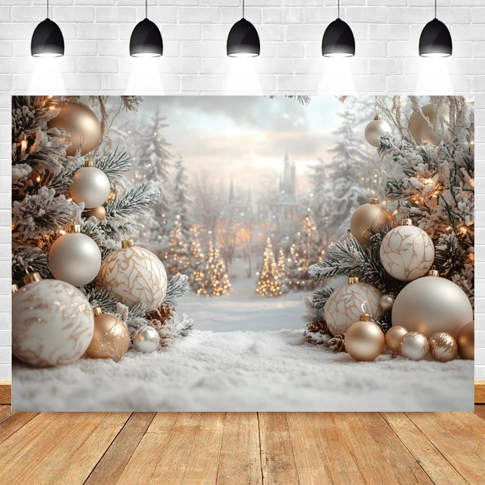 Christmas Photography Background White Christmas Balloon Pine Tree Xmas Party Kids Family Portrait Decor Backdrop Photo Studio