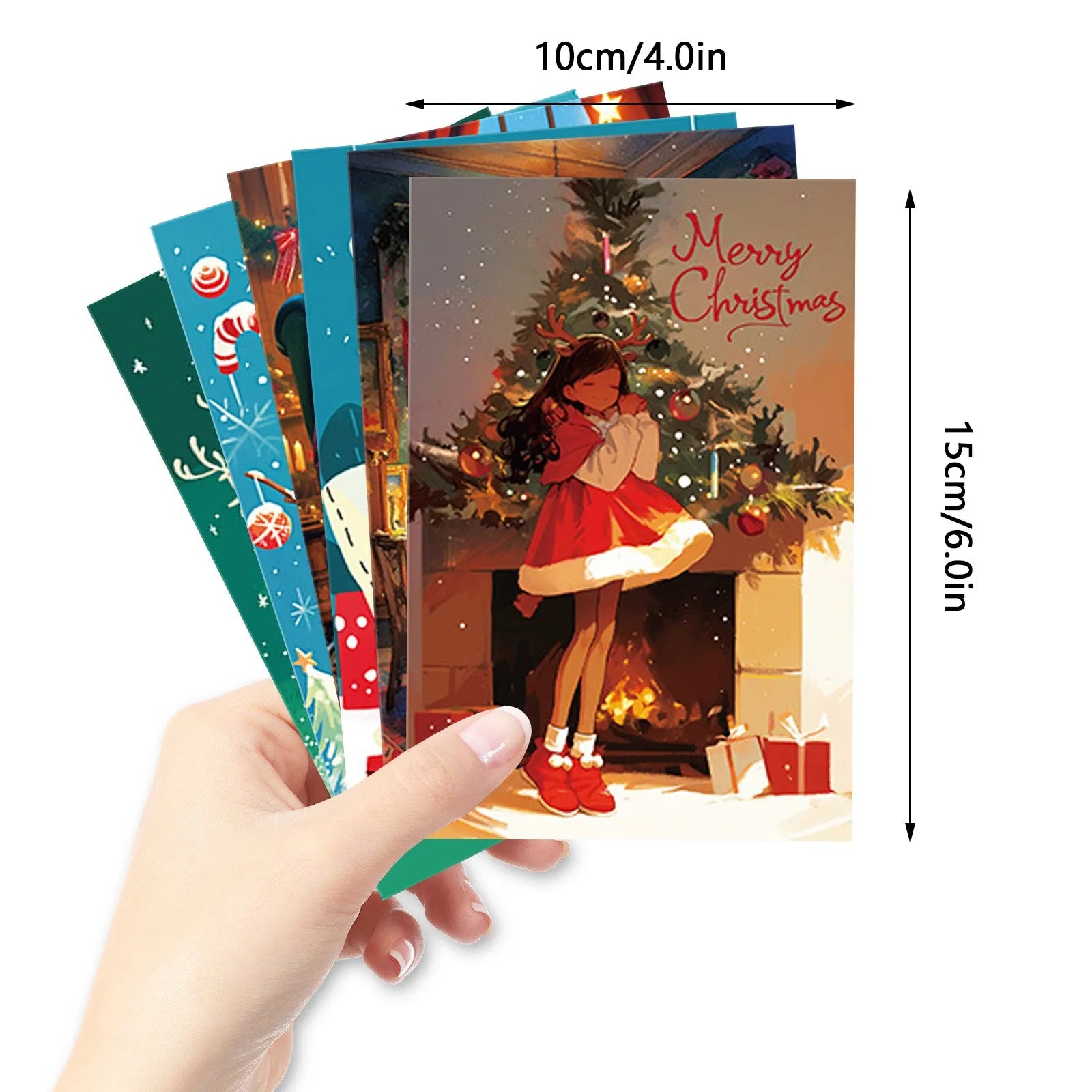 50pcs Merry Christmas Card New Year Family Party Decoration Postcard Xmas Tree Snowman Decor Gift Cards Postcards