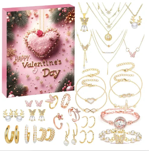 2028 Christmas Advent Jewelry Calendar Gift Box Holiday Crystal Bracelet Jewelry Set For Women Birthday Valentines