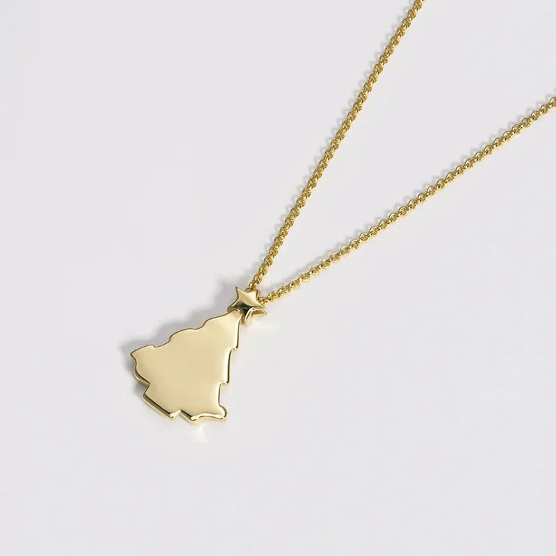 Bellux Fine Jewelry Christmas gift Christmas Tree Design Red Corundum Necklace 925 Silver Pendant New Year's Gift