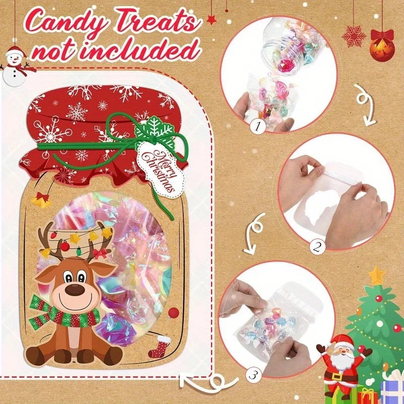 24/48Sets Christmas Cards - Festive Holiday Crafts with Santa, Reindeer,and Snowflakes - DIY Gift for Party Favors greeting card