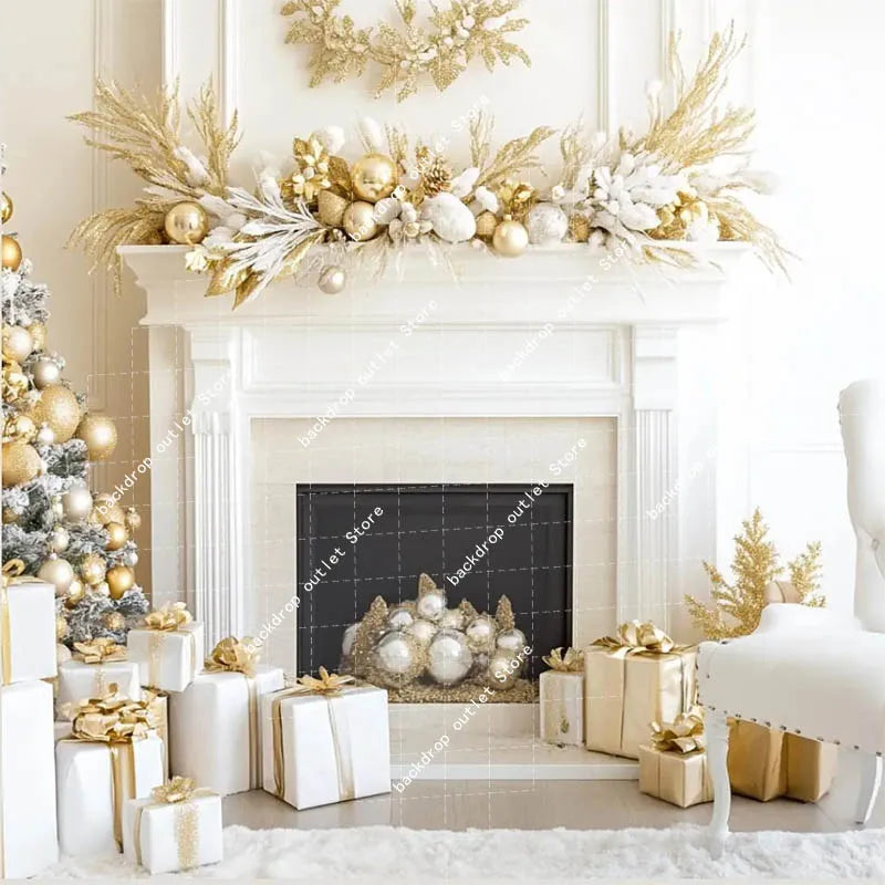Christmas Celebration Photography Background Winter Window Glitter Xmas Tree Kids Family Portrait Decor Backdrop Photo Studio