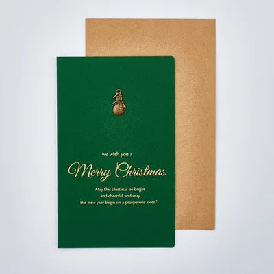 6Pcs Gold Embossed Chrismas Card Greeting Cards Merry Xmas Party Invitations Letter Greeting Cards with Envelope