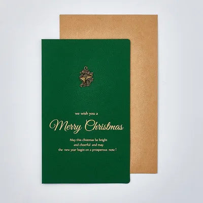 6Pcs Gold Embossed Chrismas Card Greeting Cards Merry Xmas Party Invitations Letter Greeting Cards with Envelope